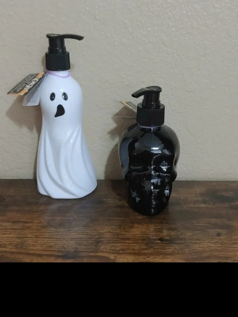 Cool Spooky 2pc-SET Halloween GHOST & SKULL Refillable PLASTIC Dispenser Scented